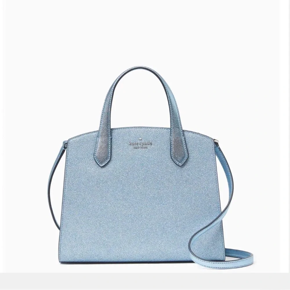 NWT Kate Spade Satchel Purse Tinsel Glitter Frosty Sky Bag